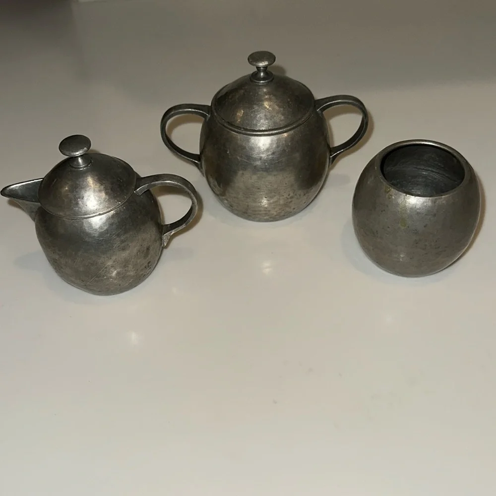 Vintage Art Deco Tea Service/Set GERO Holland Hand Hammered Pewter